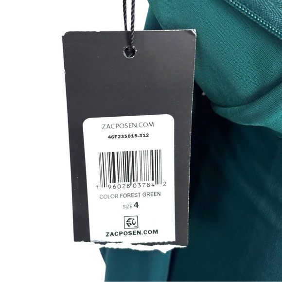 ZAC POSEN FOREST GREEN LONG SLEEVE JERSEY WRAPPED AROUND GOWN DRESS - Picture 15 of 15